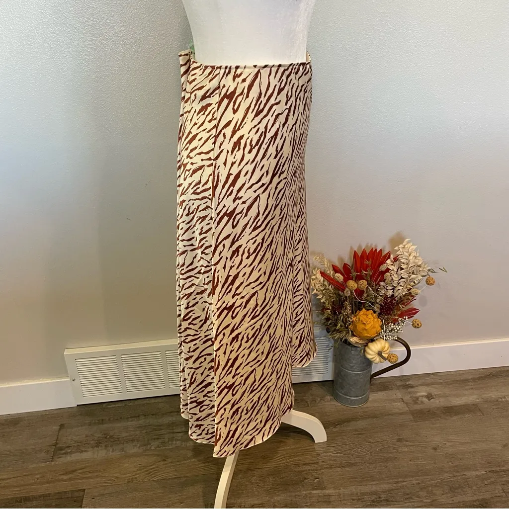 Abercrombie & Fitch Zebra Print Satin Midi Skirt - Image 3