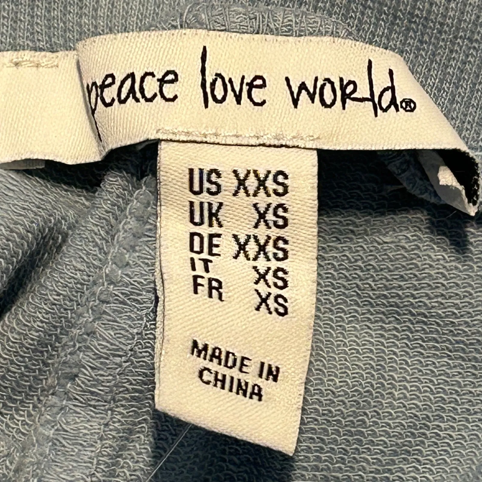 Peace Love World Cargo Joggers Pants Blue XXS Cotton Blend Lounge Athleisure - Image 4