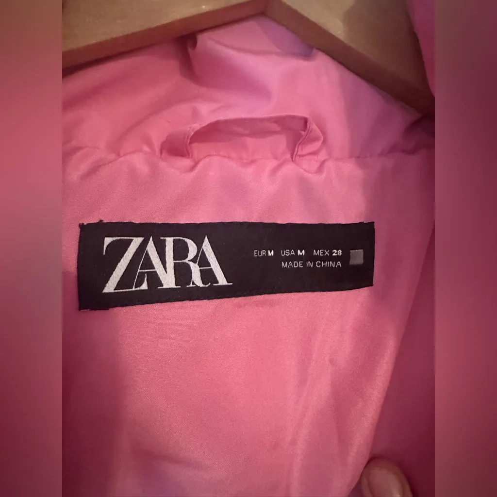 Zara | Bubble Gum Pink Cropped Puffer Jacket, Size M - Image 8
