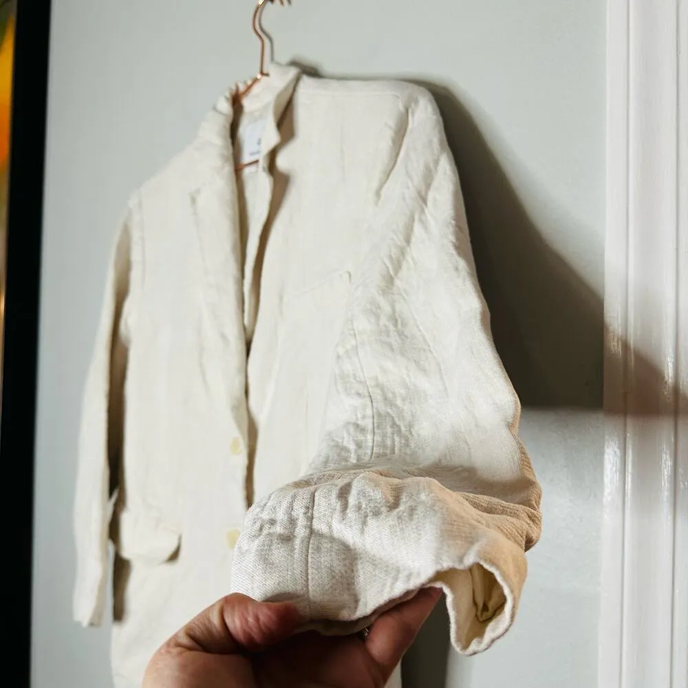 ANNIE BING Eggshell White Classic Oversized Linen Double Button Blazer Size S - Image 6