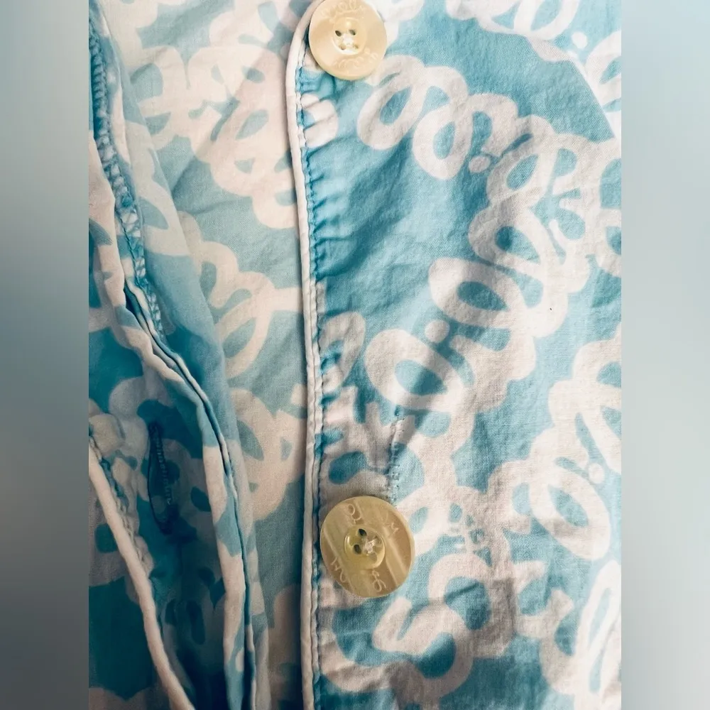 Lilly Pulitzer women blue Lilly print long sleeve Pajama top Cotton M - Image 7