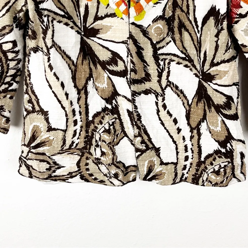 CHICO’S Multicolored Textured Printed Embroidered Neckline Lined Blazer Medium - Image 5