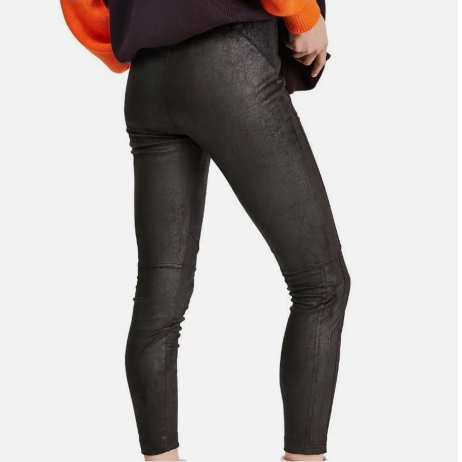 Free People Black Midnight Vegan Suede Skinny Pants Size‎ XS - Image 2