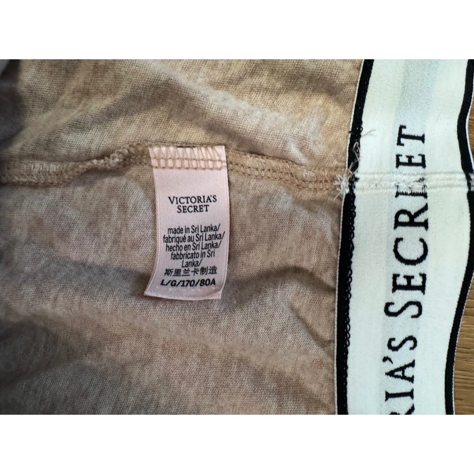 Victoria's Secret Sleep Lounge Shorts Womens L Drawstring Waist Beige Comfy - Image 4