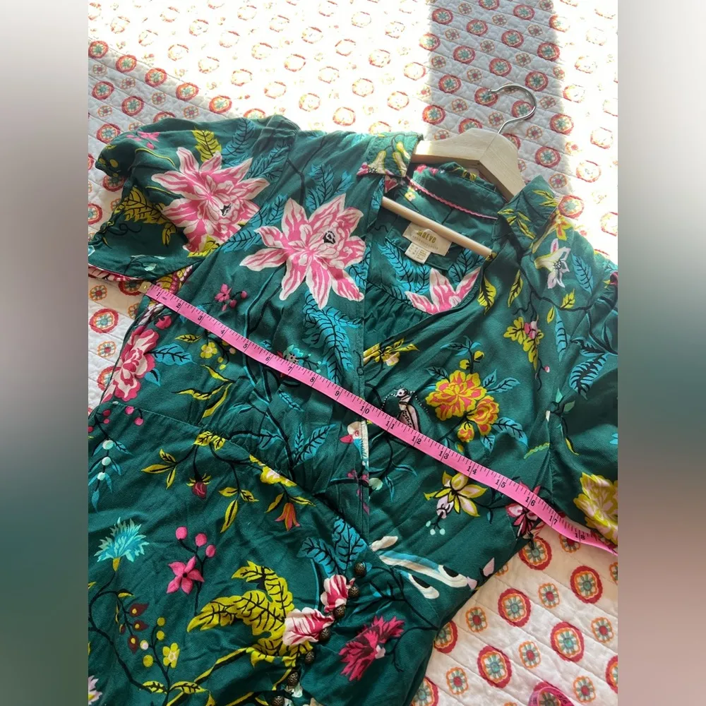 EUC Anthropologie Maeve Buttonfront Shirt Dress Asian Floral Size 6 Retails $170 - Image 11