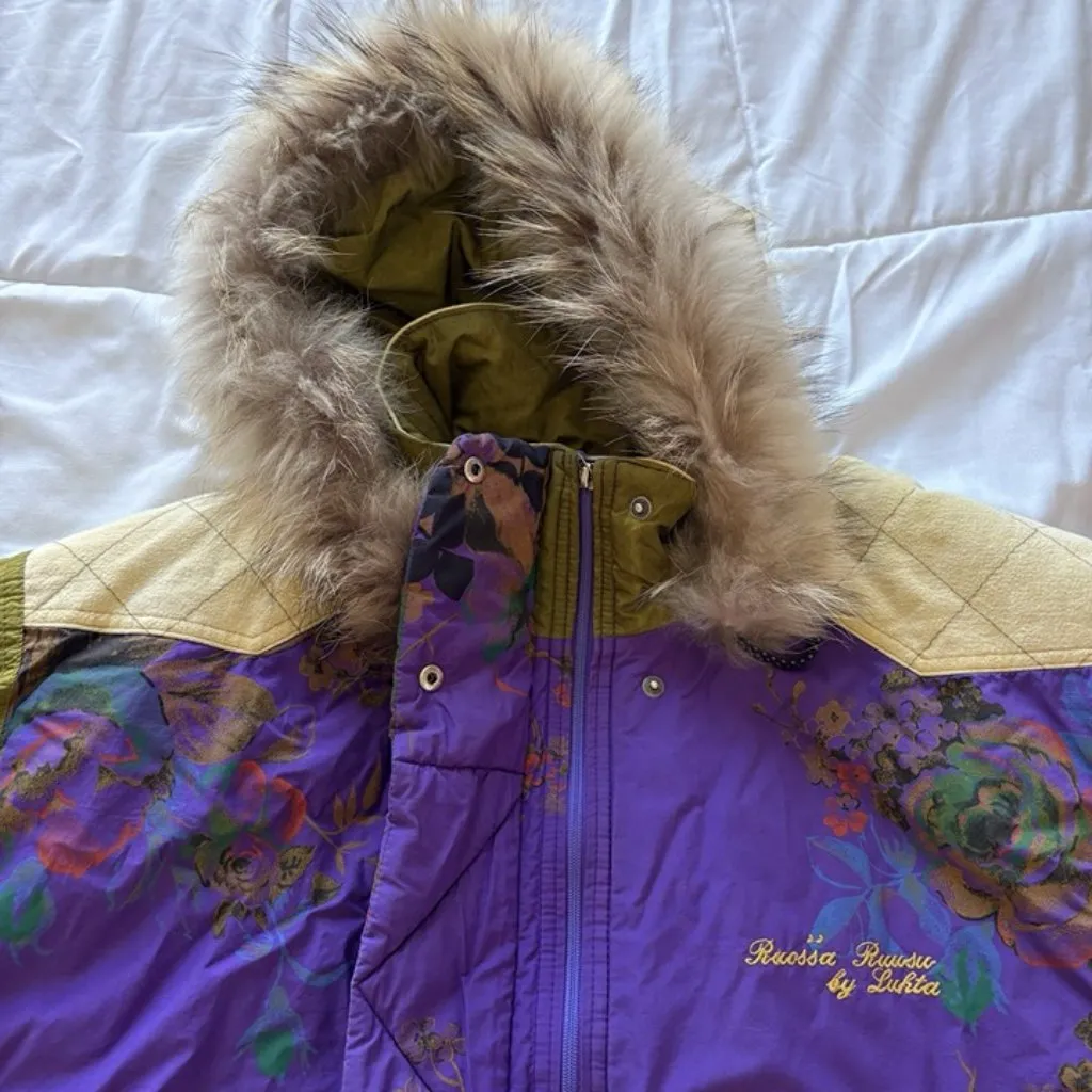 Vintage Luhta Finland Ski Jacket 90s Snowboarding Hooded Purple Womens Size 12 - Image 9