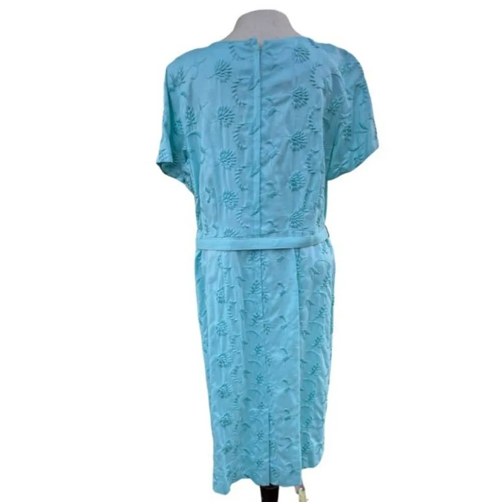 1960s Vintage Amy Vanderbilt by Bristol Dress, Mint/Aqua Size 10/12 Large - Image 2