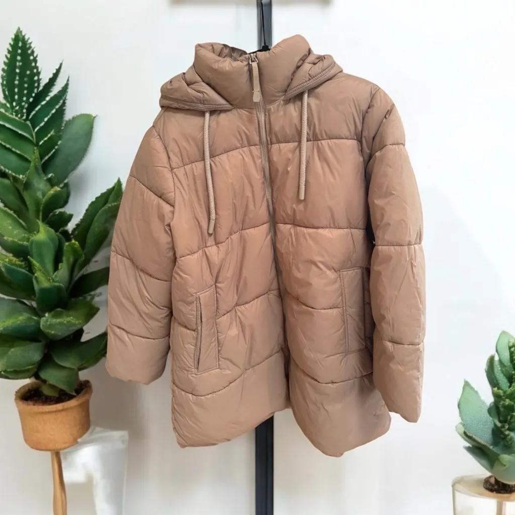 Dex NWT Hooded Puffer Coat XL Tan - Image 2