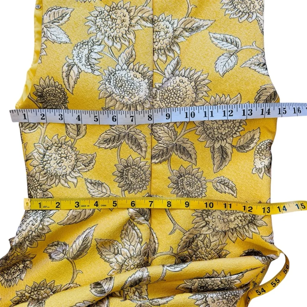 Lela Rose Floral Jacquard Midi Dress In Marigold Dress EUC Yellow Size 4 - Image 15