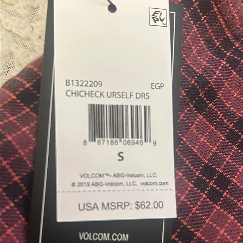 NWT Volcom Pink Plaid Dress, Junior’s small - Image 9