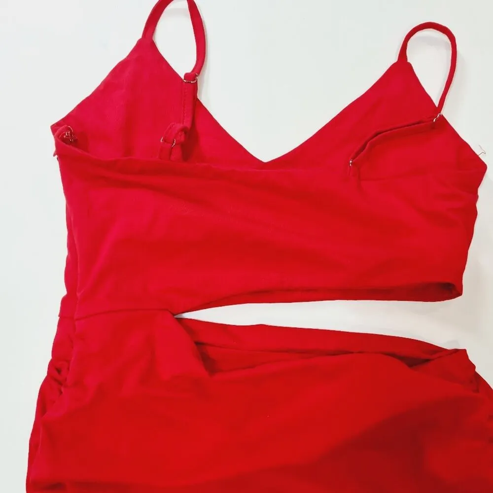 Superdown Darcey Ruched Mini Dress in Red XS - Image 8