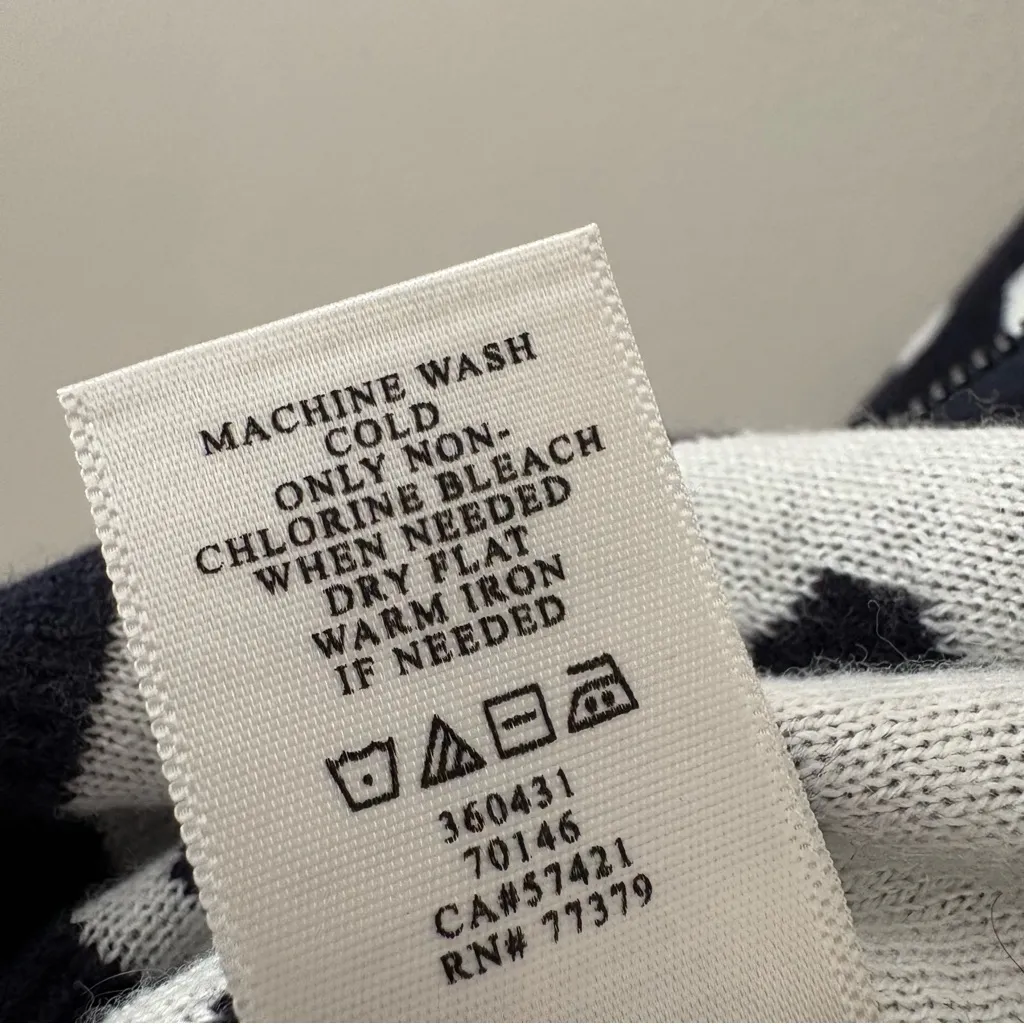 Ann Taylor Polka Dot Zip Cardigan Viscose Cashmere Blend Navy White Size M - Image 11