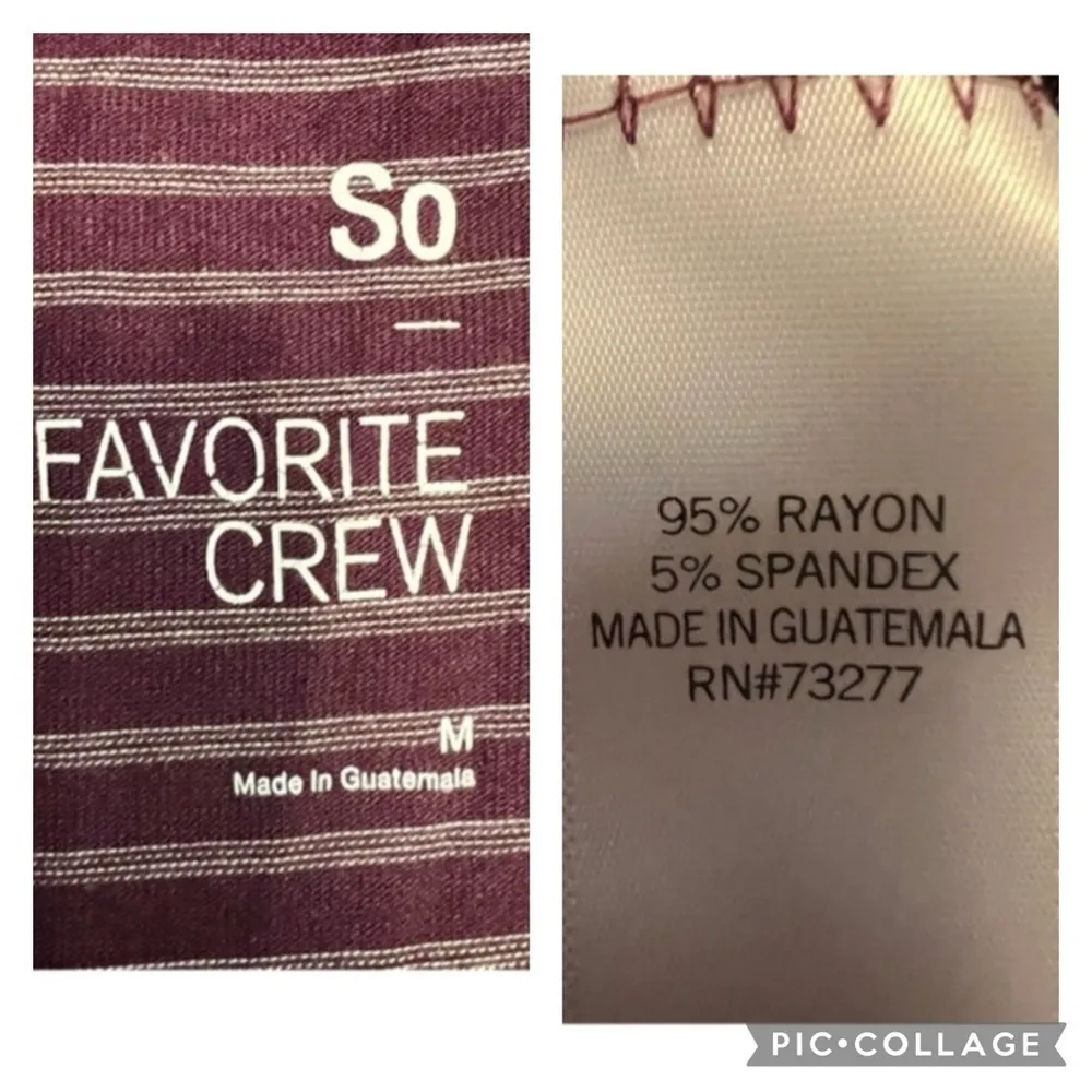 SO Favorite Top Crew Plum Purple Striped Tee Shirt M Long Sleeve Casual Work - Image 14