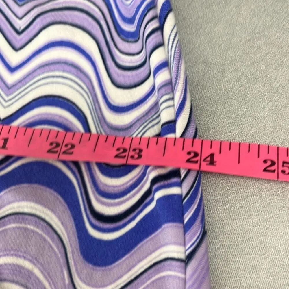 Just Be 2X Purple Abstract Wave Print Criss Cross Strappy Boho Mini Dress Beach - Image 9