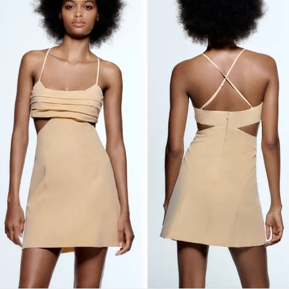 Zara Cut Out Linen Blend Dress - Image 2