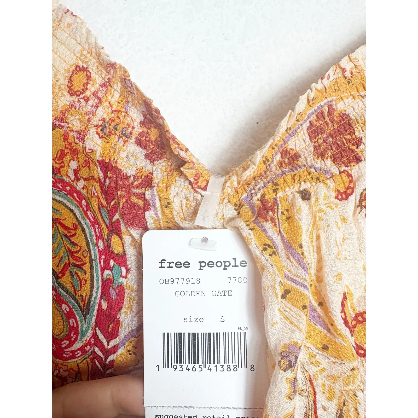 NWT Free People Carmen Jumpsuit Off Shoulder Floral Wide Leg Size Small Bohemian - Image 6