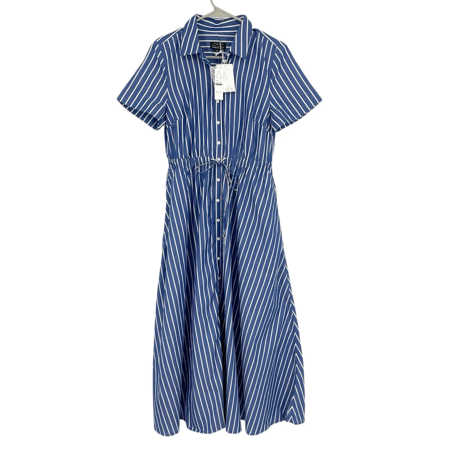 J.Crew Cerise shirt-dress Blue striped poplin Size 2 NWT Preppy Coastal Resort - Image 4