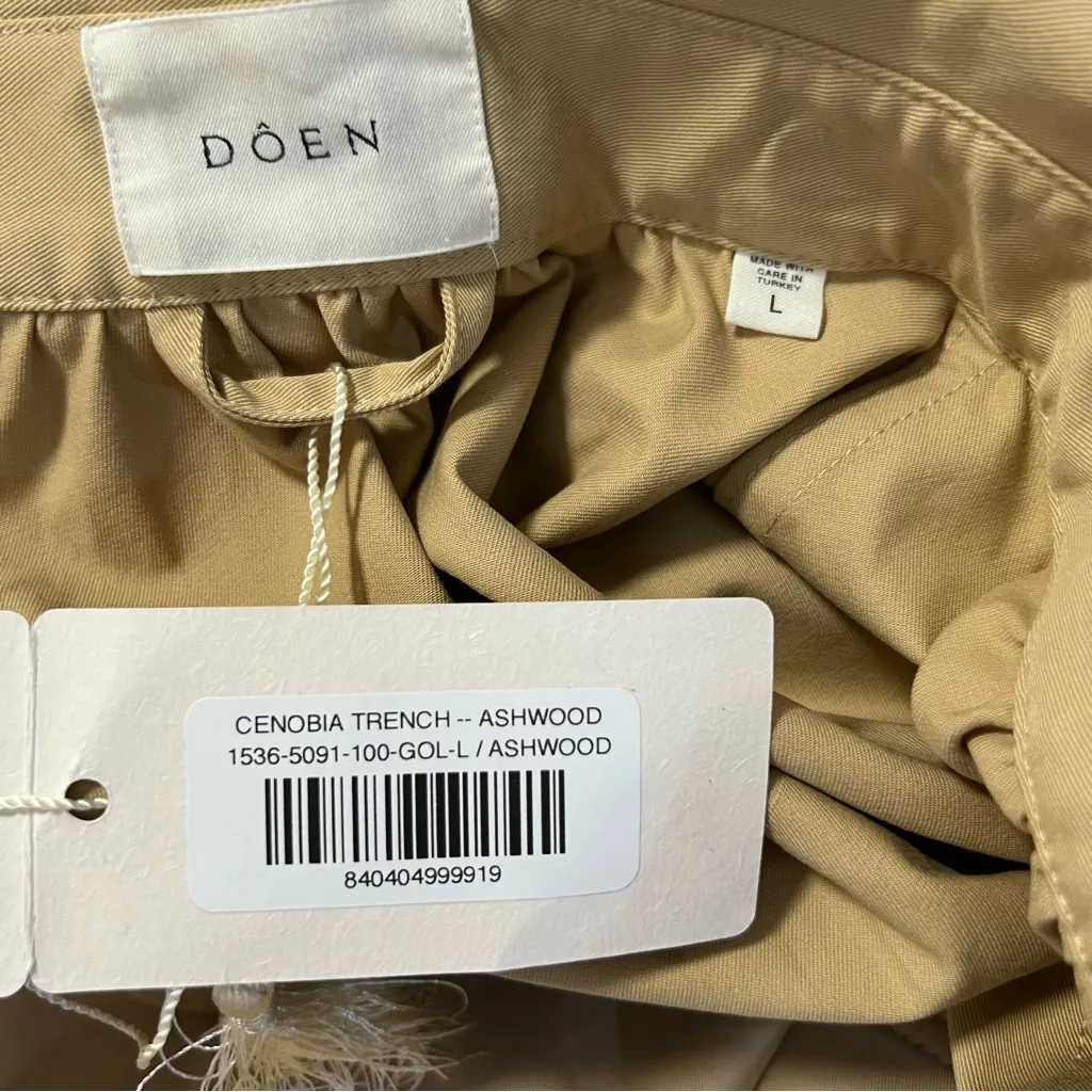 NEW DOEN Cenobia Trench Coat in Ashwood Tan Sz L Size L - Image 10