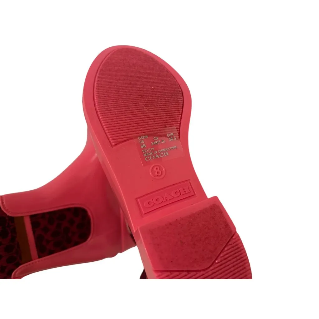 COACH Pink Rubber Logo Rain Boots Size 8 NEW New without box - Image 7