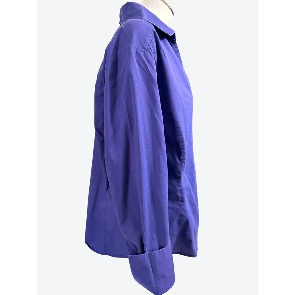 Ann Taylor EST. 1954 Purple Cotton Polyester Spandex Collared Neckline Button Up Size 18 - Image 4