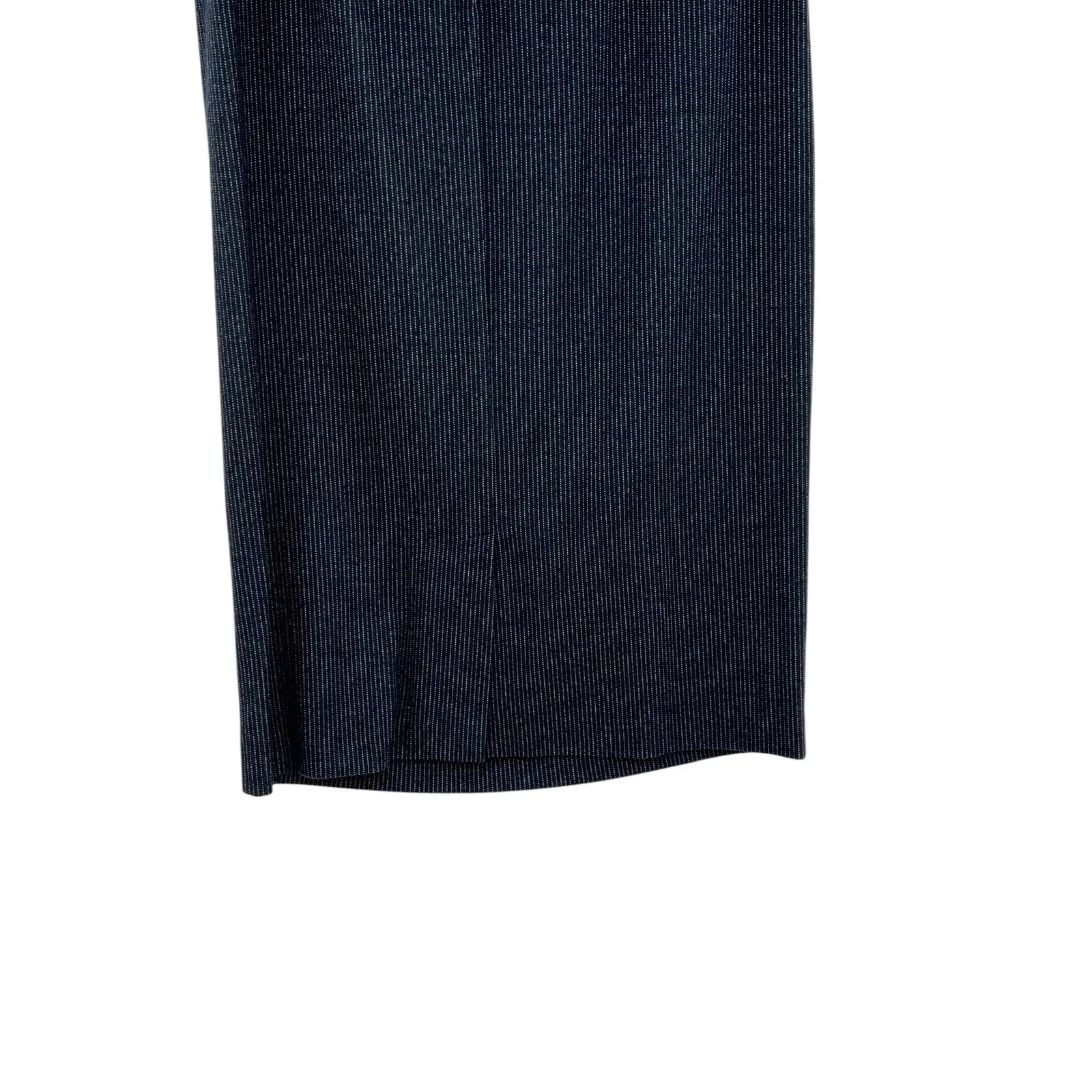 Weekend Max Mara Skirt Midi Pencil Ruched Draped Pinstripe Navy Blue Size‎ XL - Image 8