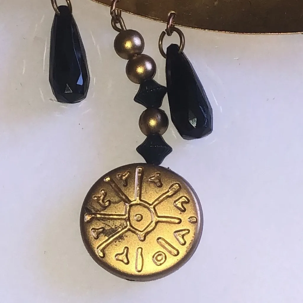 Satin Gold Tone and Black Decorative Retro Vintage Hair Barrette Clip - Image 5