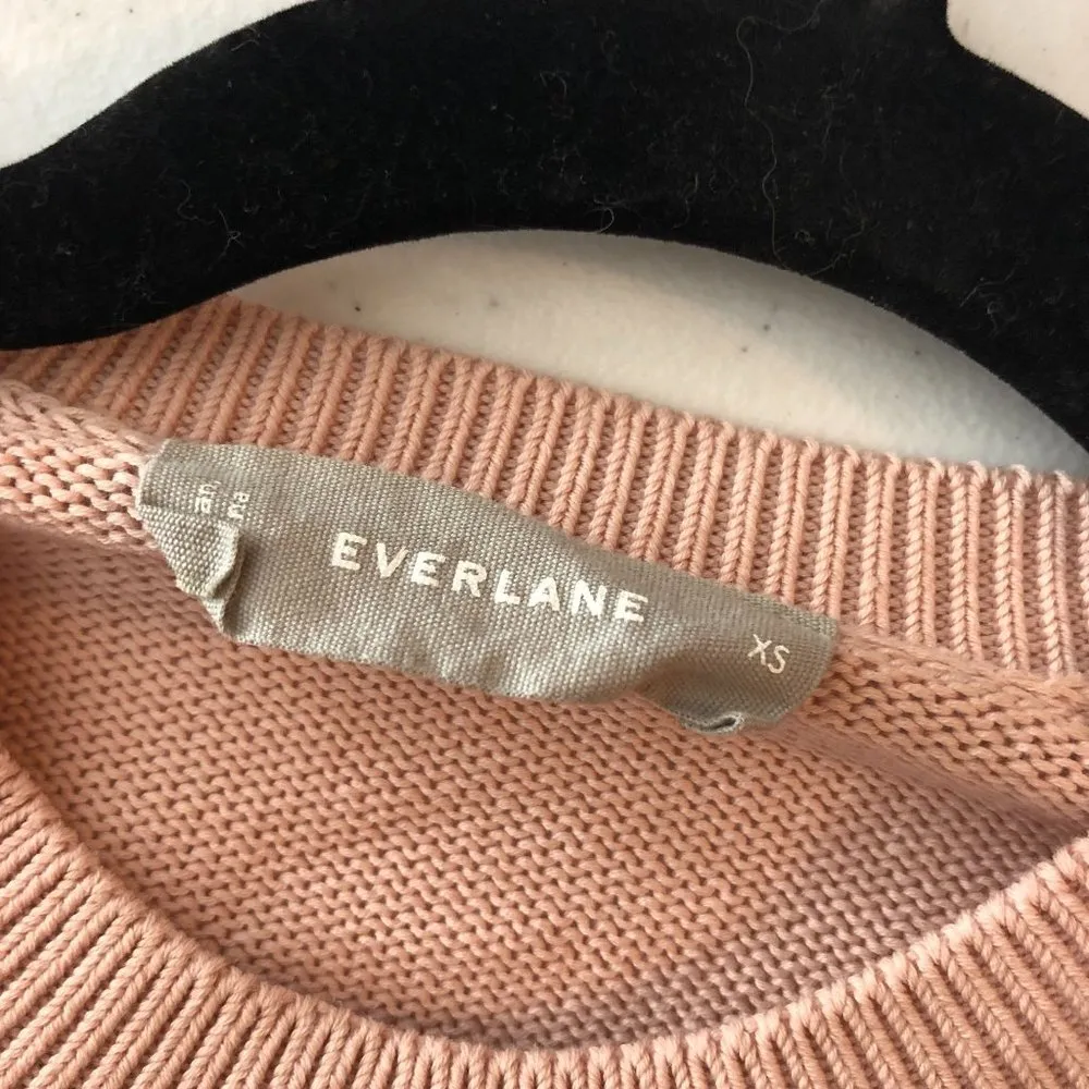 Everlane Womens Sweater Crew Neck Cotton Ribbed Light Pink XS - Image 4