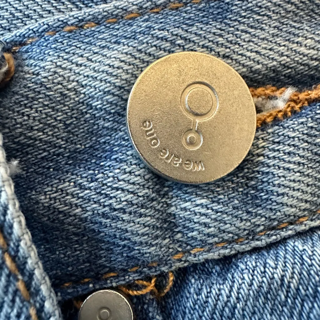 Insane Gene High Rise Crossover Distressed Denim Shorts Cutoff Size Large Blue - Image 6