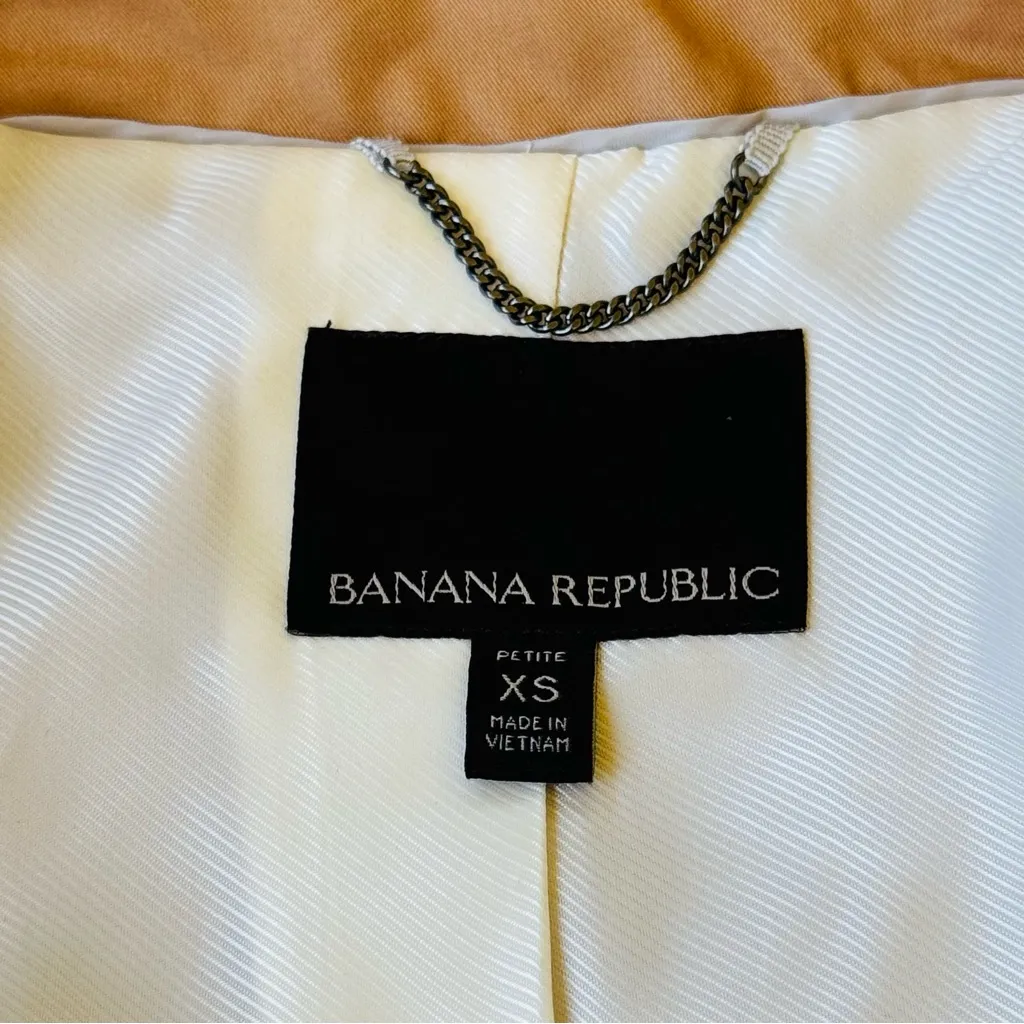 Banana Republic Water-Resistant Tie-Sleeve Trench Coat Jacket Camel Tan Belted - Image 4