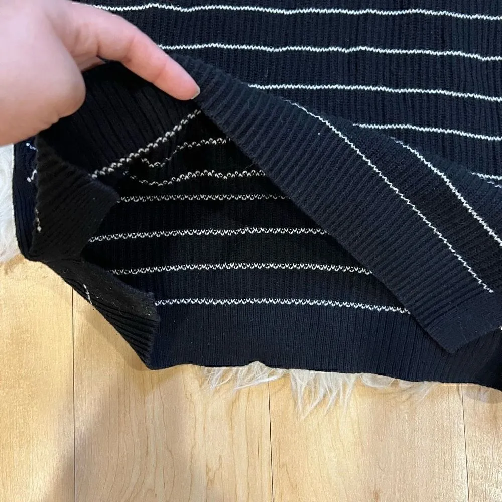 Old Navy High Neck Ribbed Knitted Black White Striped Sleeveless Sweater… - Image 4
