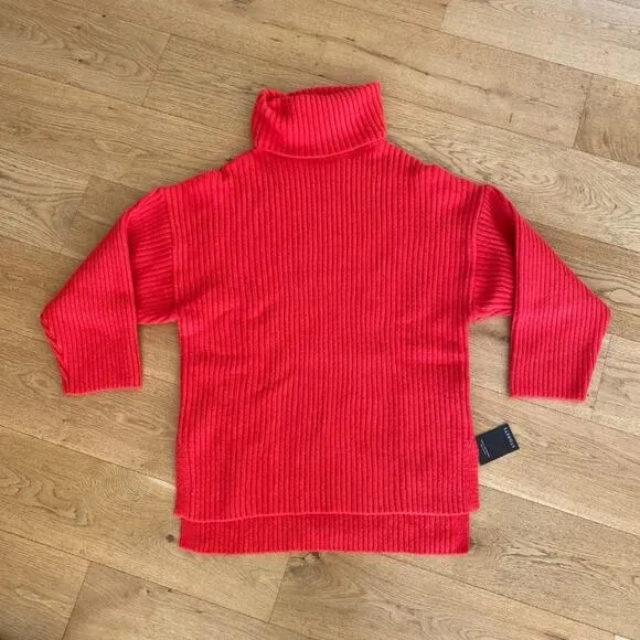 Storets - Oversized Turtle Neck Ribbed Sweater in Red - Image 2