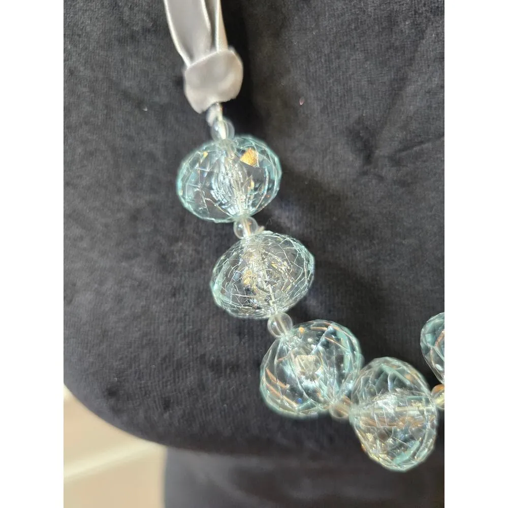 Women's Clear Glass Bead Necklace With Velvet Ribbon Tie For Elegant Style Gold - Image 5