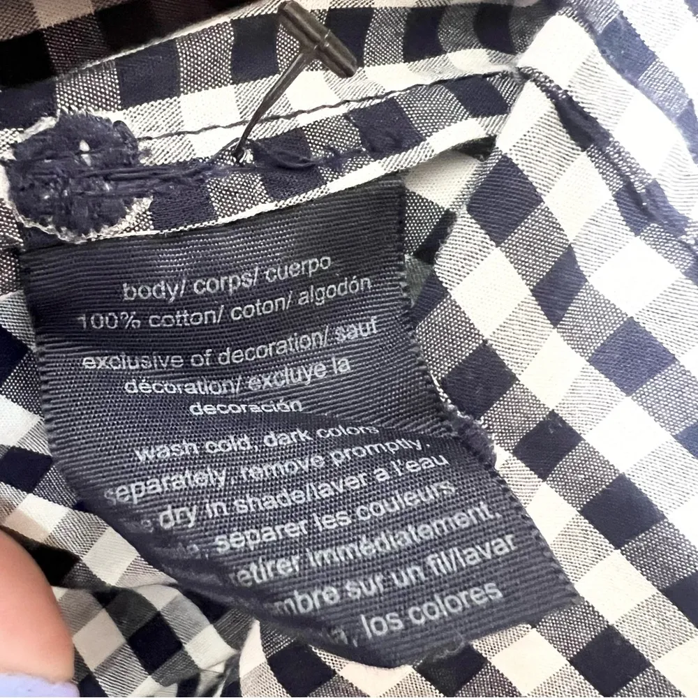 Tommy Hilfiger Blue & White Gingham Polka Dot Button Up Shirt Top Size Large - Image 8