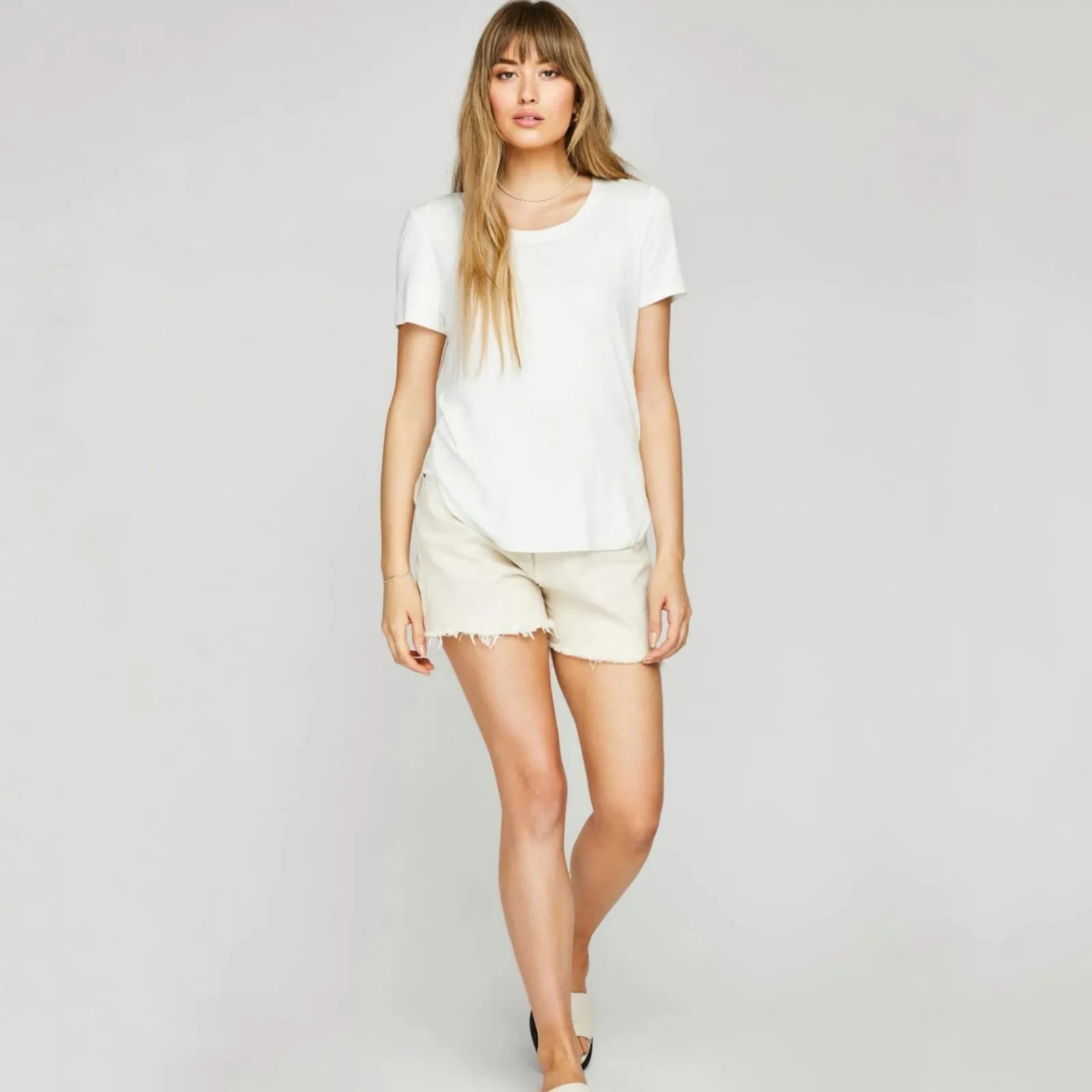 Gentle Fawn S Alabama Curved Hem T-Shirt Top White Tee Scoop Relaxed Soft - Image 3