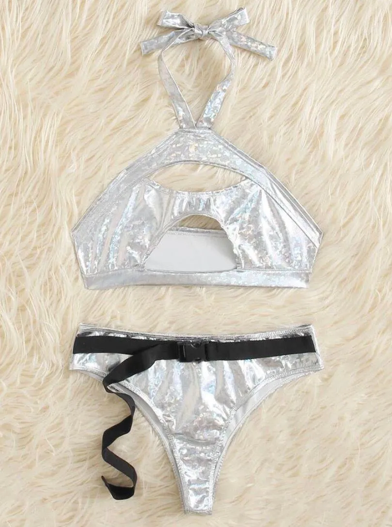 Metallic 2 Piece Bikini Set Size M - Image 6