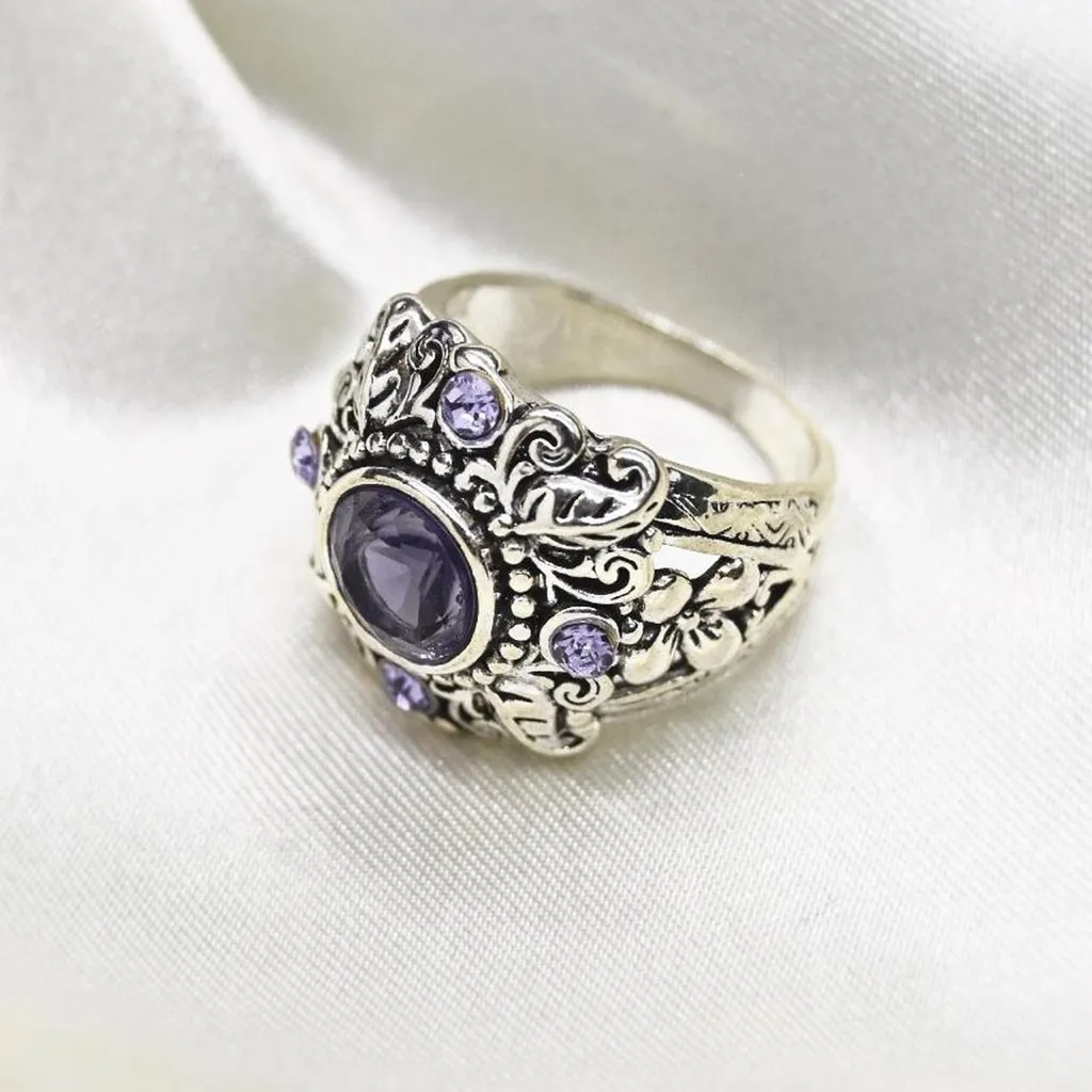 Purple Faux Amethyst Cocktail Ring - Image 3