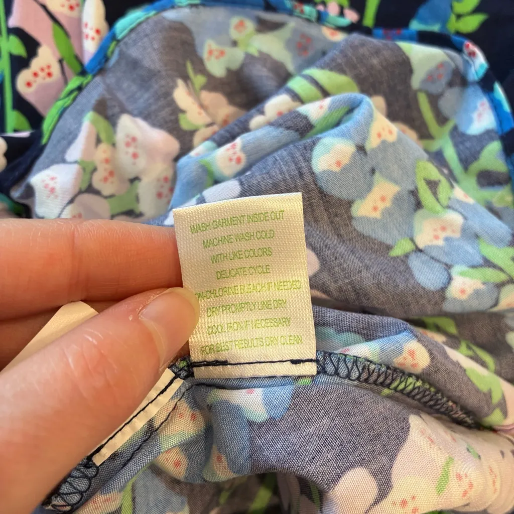 Lilly Pulitzer Abella Skirt Navy Pink Floral Ruffle Fit and Flare Skirt Size M - Image 5