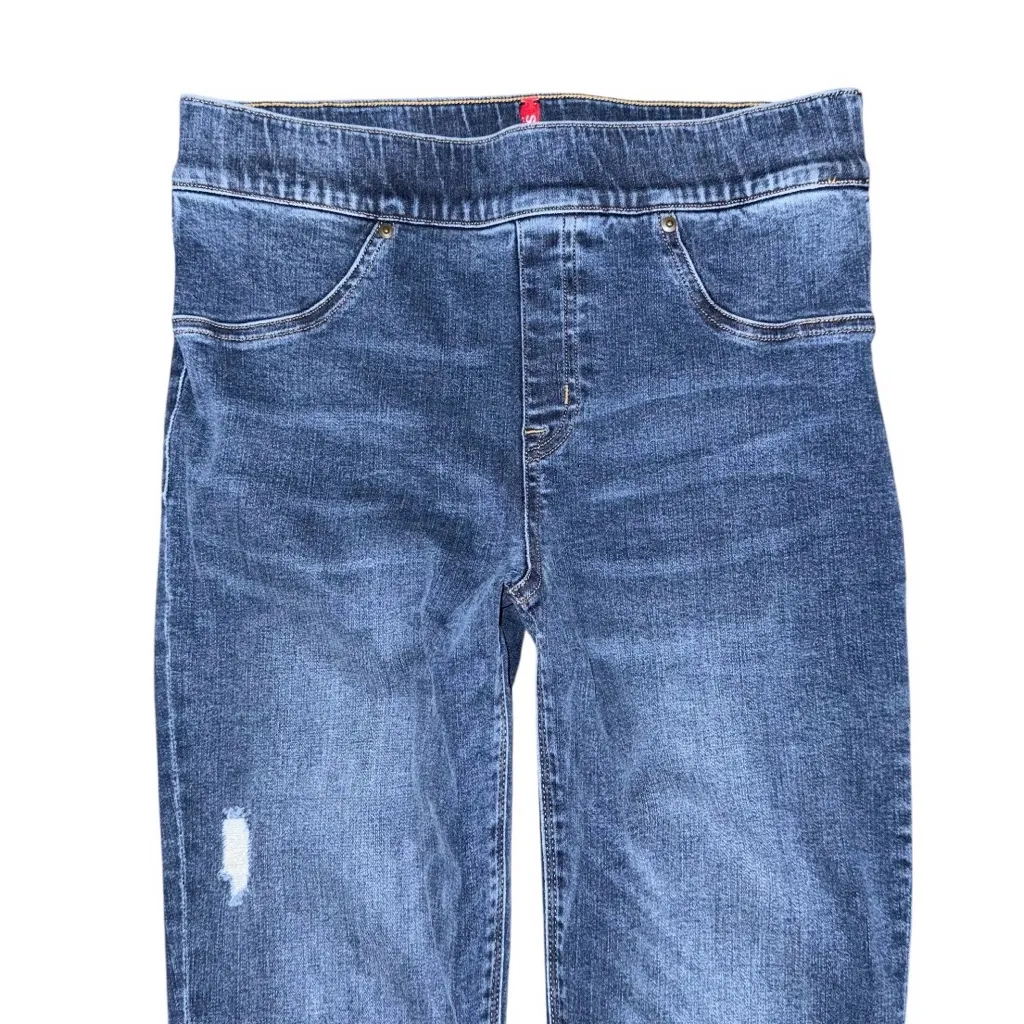 SPANX Distressed High Rise Ankle Skinny Jeans Pull On Tummy Control Size Medium - Image 4