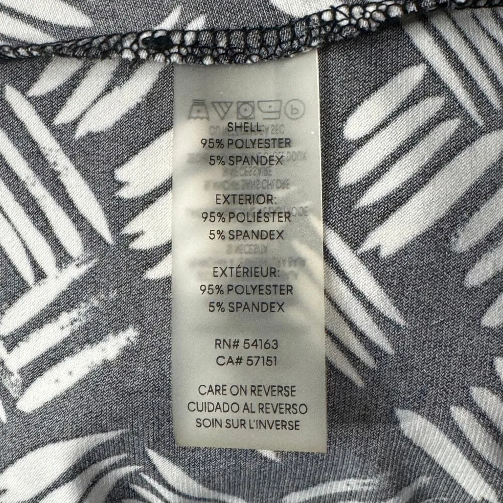 Calvin Klein Small Top Abstract Pleated Neck Stretch Short Sleeves Keyhole Black - Image 8