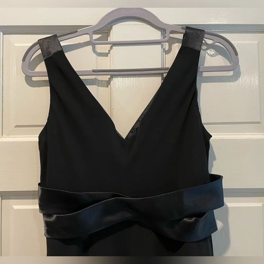 Evan‎ Picone Chiffon Maxi Dress Ribbon Wrapped & Draped Waist Black Size 6 - Image 7