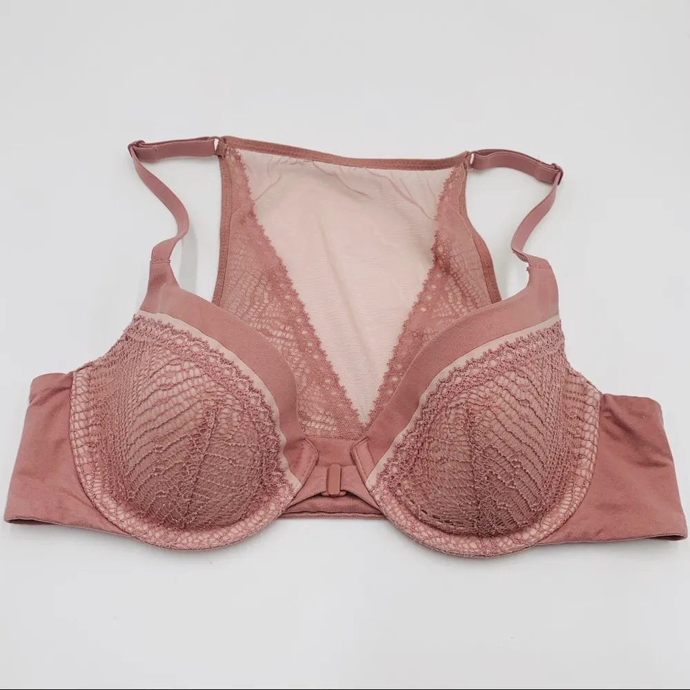 Victoria’s Secret Pink Lace Racerback Demi Bra 34B - Image 2