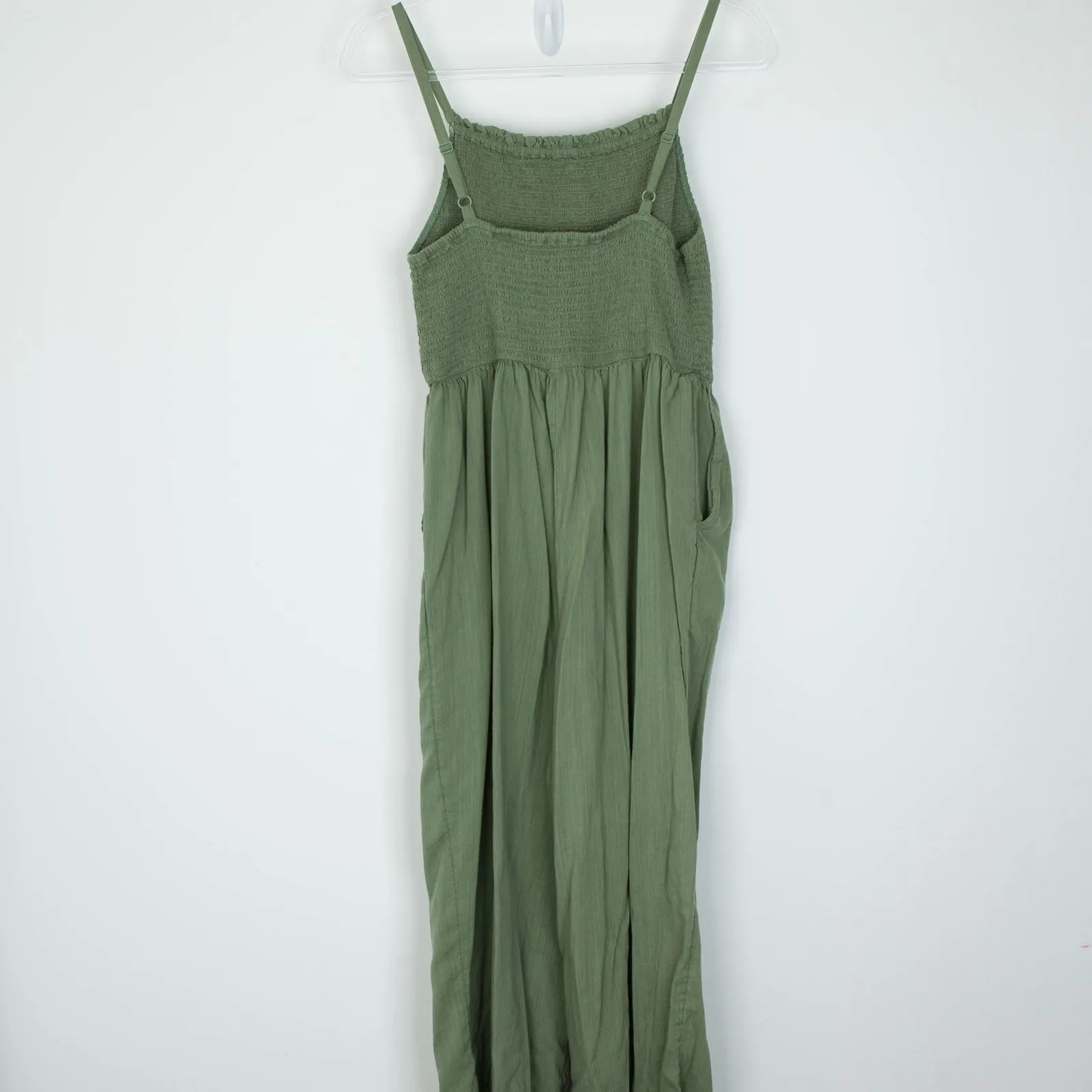 Old Navy Womens Smocked Jumpsuit Green Wide Leg Casual Summer Size M Stretch - Image 8