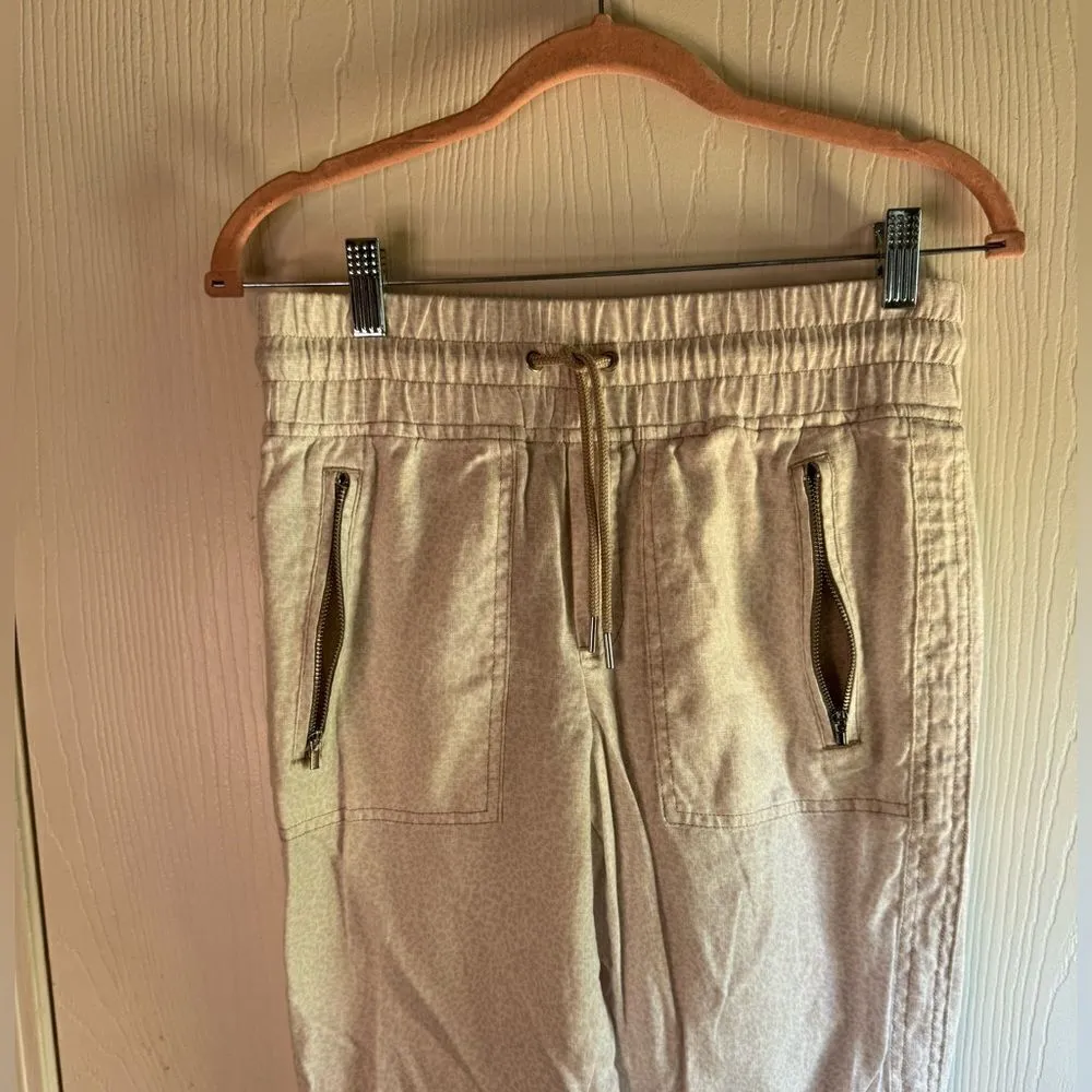 ATHLETA Cabo Linen Jogger‎ Micro Cheetah Abalone Grey White 2 EUC - Image 3
