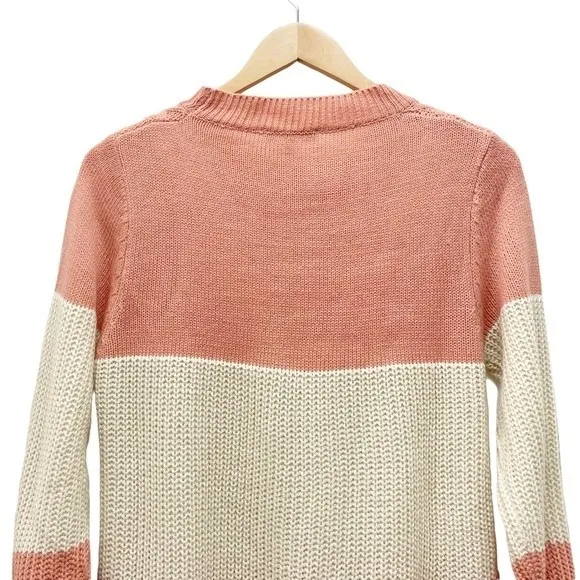Promesa Sweater Peaches & Cream Lattice Shaker Knit Pullover Size S/M Cottage - Image 5