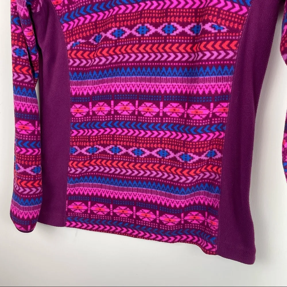 Columbia Sz Small Pink Purple Fleece Aztec Print Quarter Zip Top Pullover - Image 7