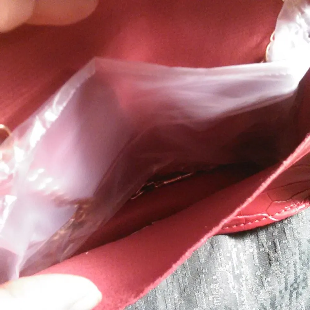 Faux Leather Red Mini Handbag - Image 5