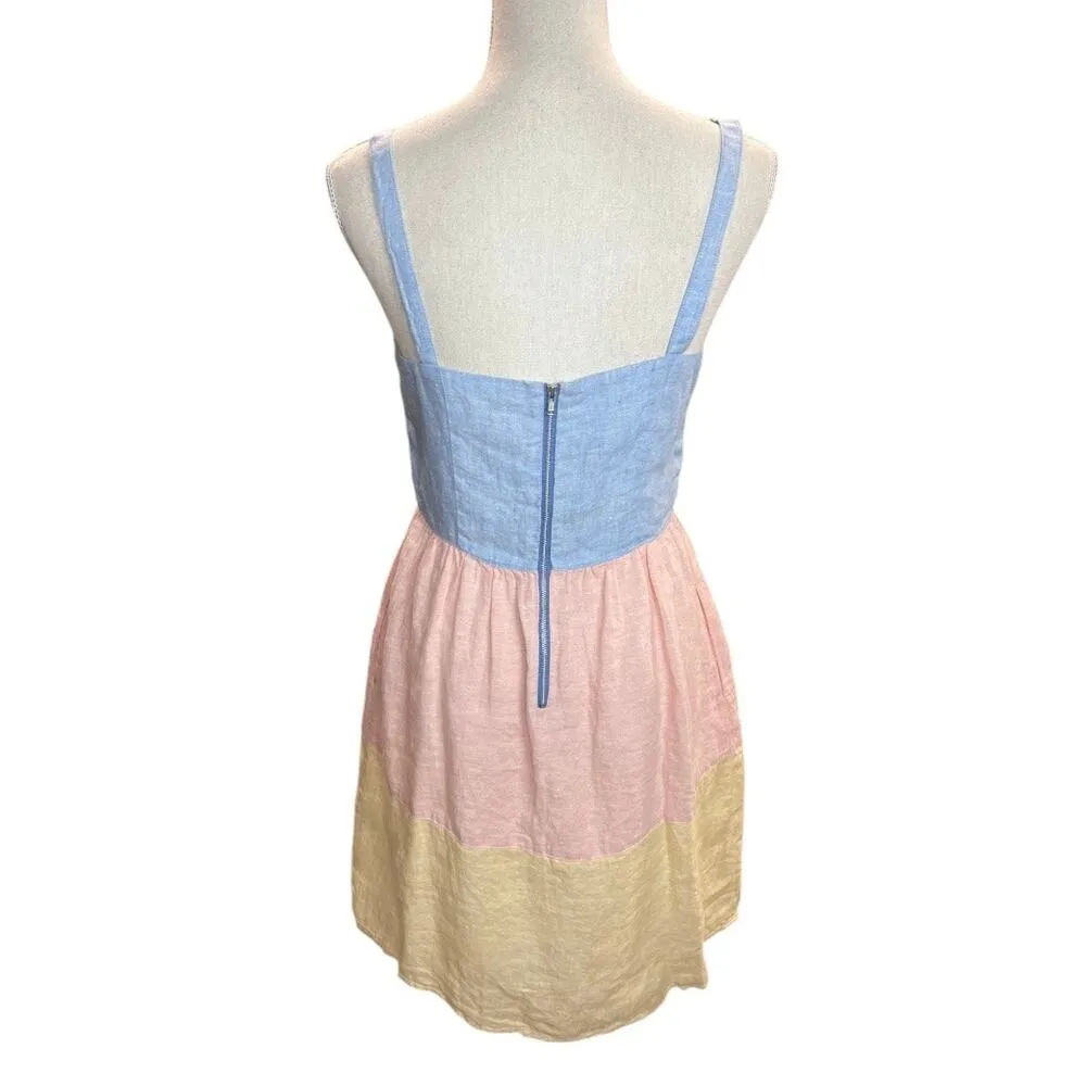 Cynthia Rowley linen mini sundress color block spring European summer - Image 5