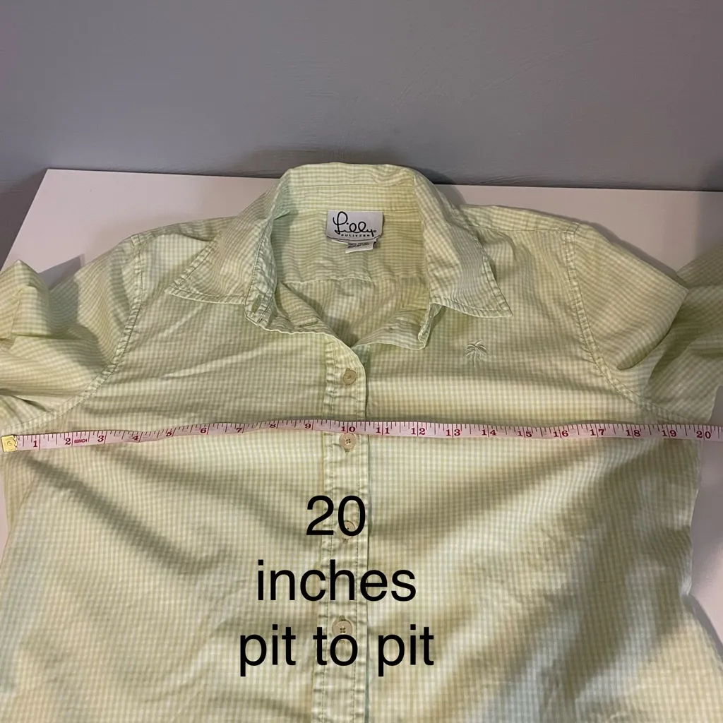 RARE Lilly Pulitzer x Saint James Bundle: Green Gingham Button-Up & Blue Stripe - Image 8
