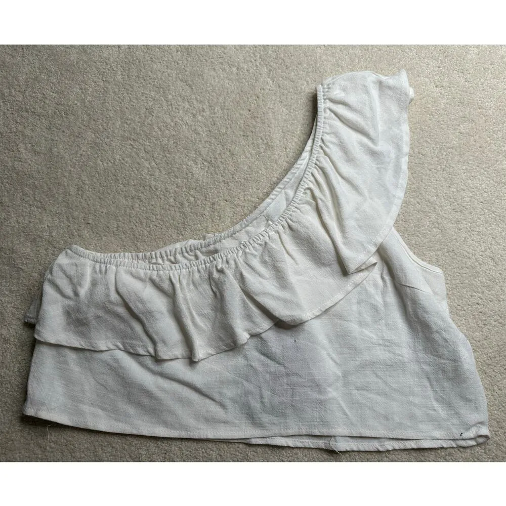 Honey Punch: One Sleeve Cropped Cream Top - Image 3