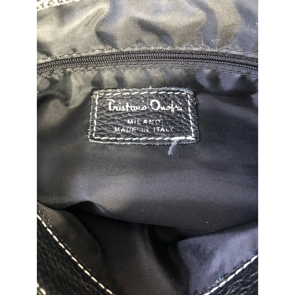 Tristano Onofri Vintage Black Pebbled Leather Shoulder Bag - Image 7